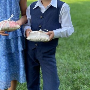 Janie & Jack Navy Blue Vest and Pants Set